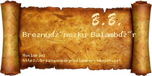 Breznyánszky Balambér névjegykártya
